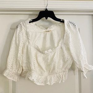 White Eyelet Crop Top